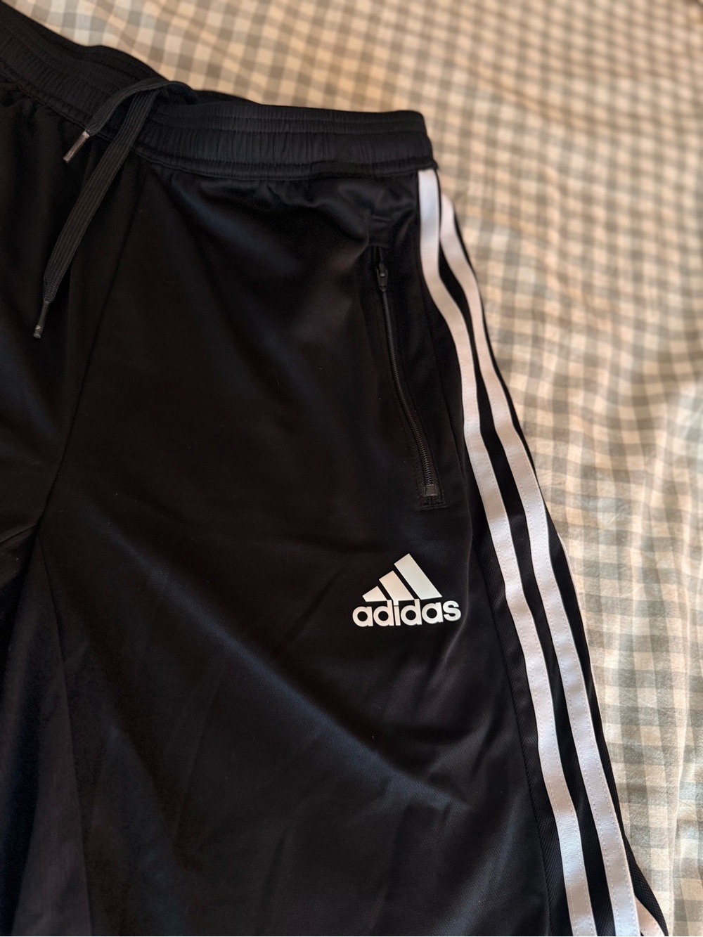 adidas Men’s Black Athletic Shorts with White Stripes